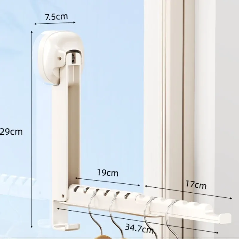 Étendoir mural pliable et rétractable à ventouse, portable pour le séchage du linge 8
