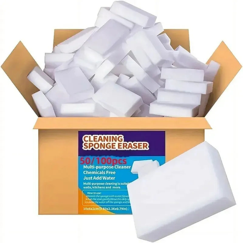 Éponges magiques en mélamine, lot de 100 ou 50 pièces, éponges de nettoyage pour cuisine et salle de bain, 10 x 6 x 2 cm - Image 1