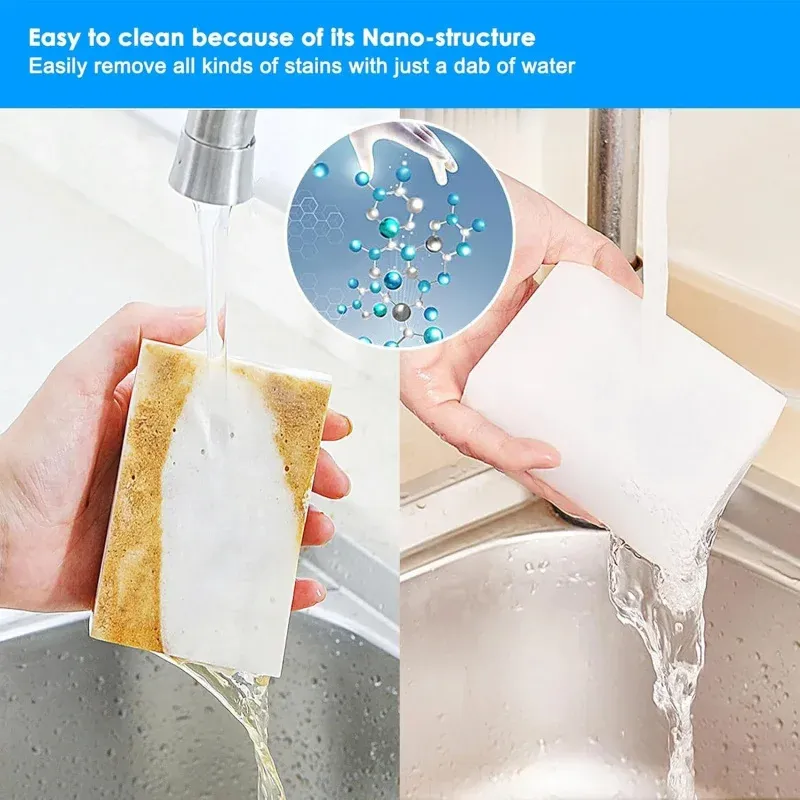Éponges magiques en mélamine, lot de 100 ou 50 pièces, éponges de nettoyage pour cuisine et salle de bain, 10 x 6 x 2 cm 6