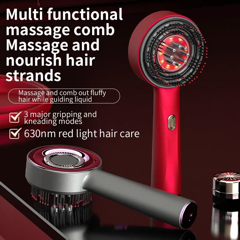 Peigne de massage électrique à vibrations pour le cuir chevelu, masseur de tête à lumière rouge infrarouge, applicateur d'huile liquide pour la croissance des cheveux, anti-chute de cheveux - Image 1
