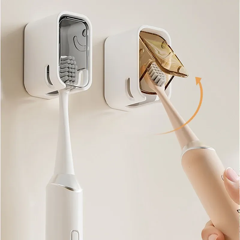 Support mural pour brosses à dents avec couvercle anti-poussière, rangement pour brosses électriques, lot de 2, 3 ou 4 pièces 3