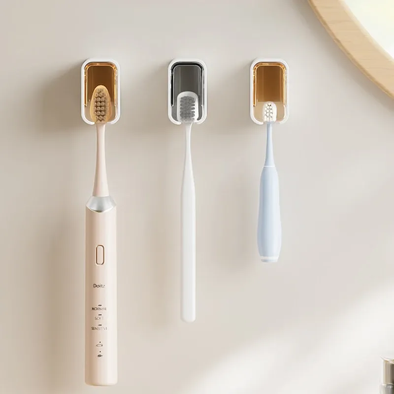 Support mural pour brosses à dents avec couvercle anti-poussière, rangement pour brosses électriques, lot de 2, 3 ou 4 pièces 4