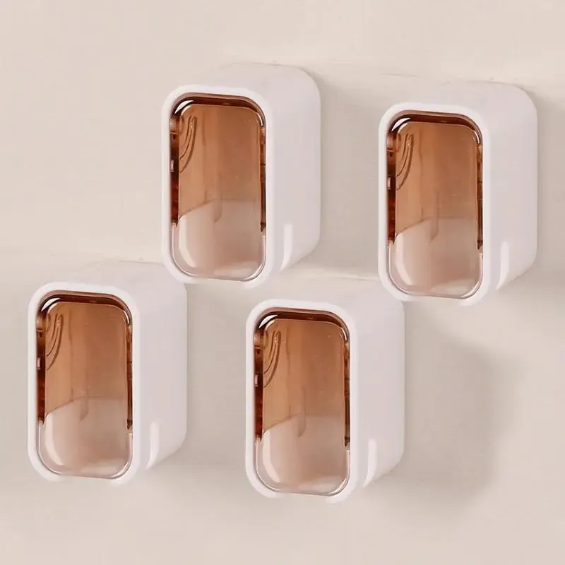 Support mural pour brosses à dents avec couvercle anti-poussière, rangement pour brosses électriques, lot de 2, 3 ou 4 pièces 14