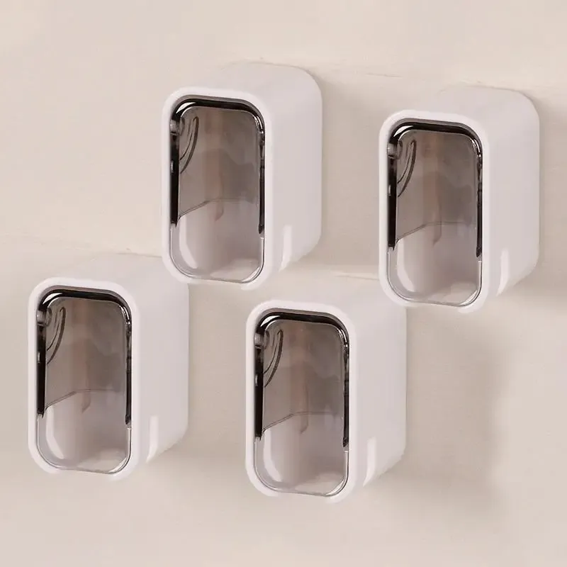 Support mural pour brosses à dents avec couvercle anti-poussière, rangement pour brosses électriques, lot de 2, 3 ou 4 pièces 9