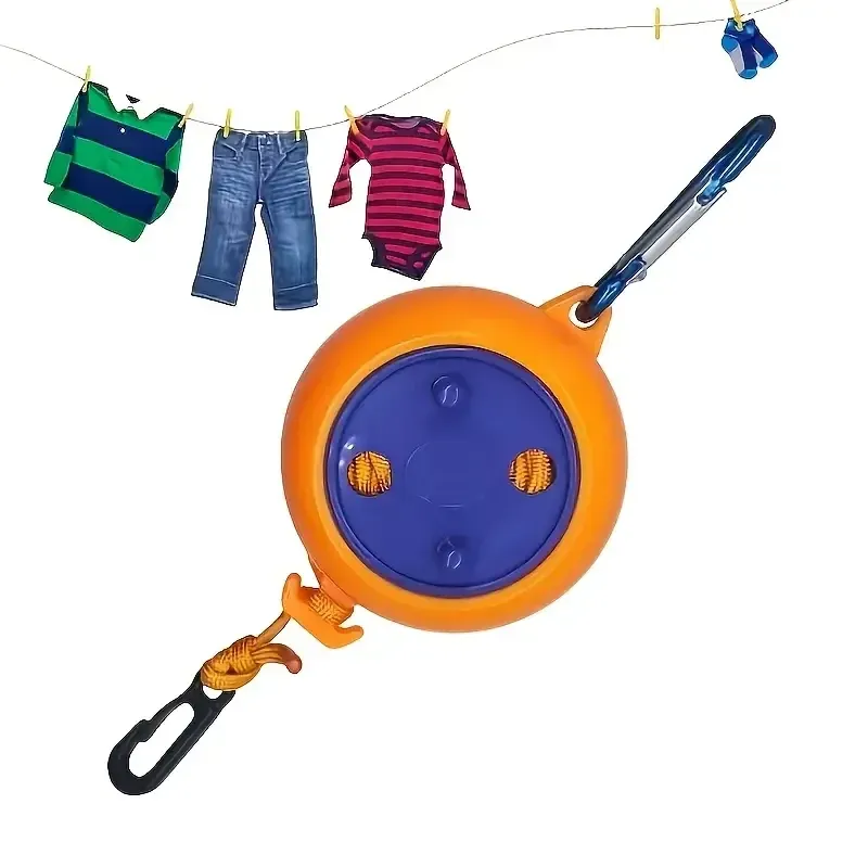 Corde à linge de camping 10 m, ligne de séchage extérieure anti-dérapante, coupe-vent et rétractable - Image 1