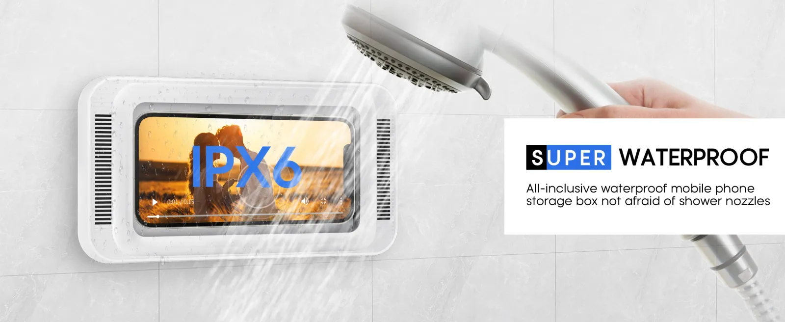 Support de téléphone de douche avec haut-parleur amplifié