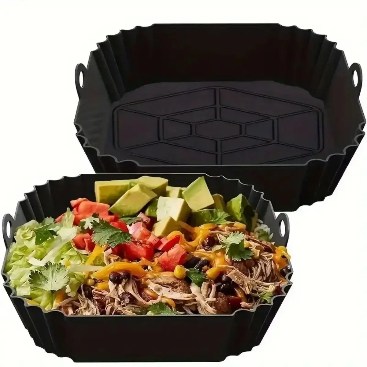Doublure réutilisable en silicone pour friteuse à air, tapis de cuisson pliable antiadhésif et résistant à la chaleur, 1 pièce 3