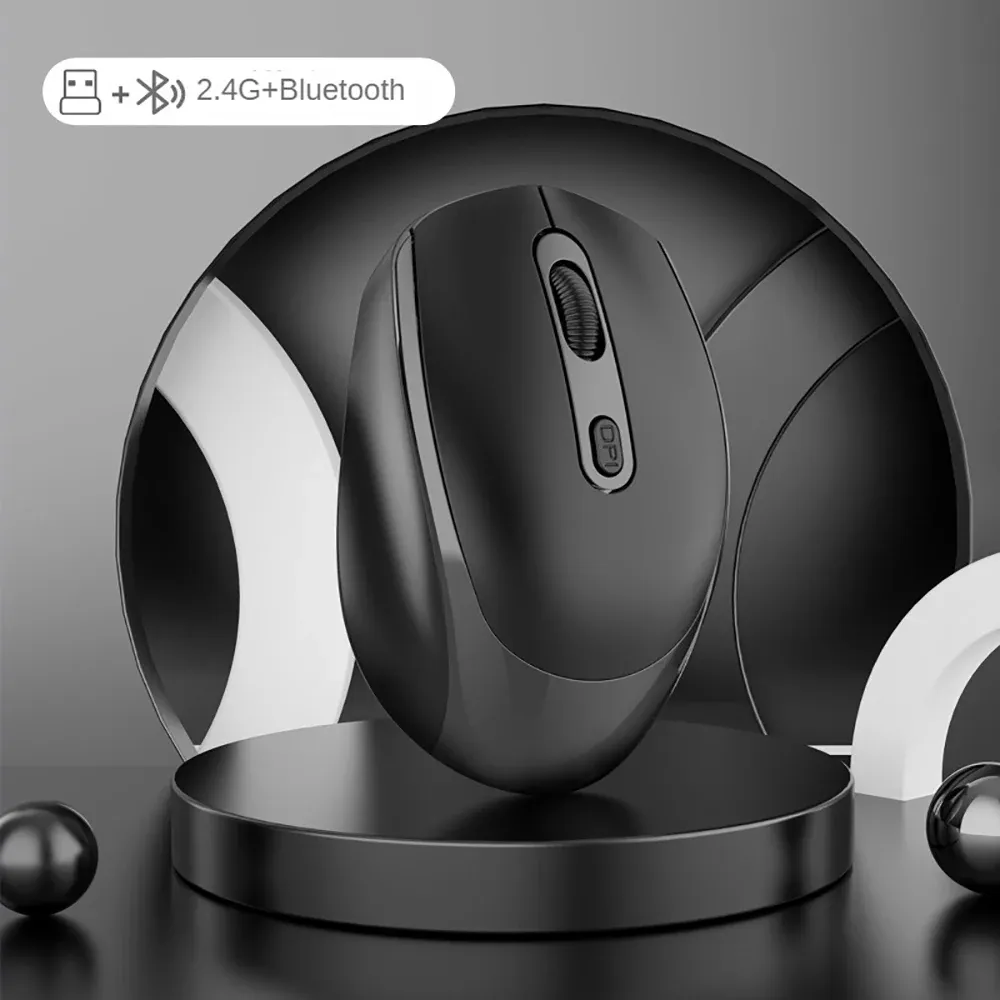 Souris silencieuse sans fil Bluetooth 5.2 et 2,4 GHz, ergonomique et rechargeable 8