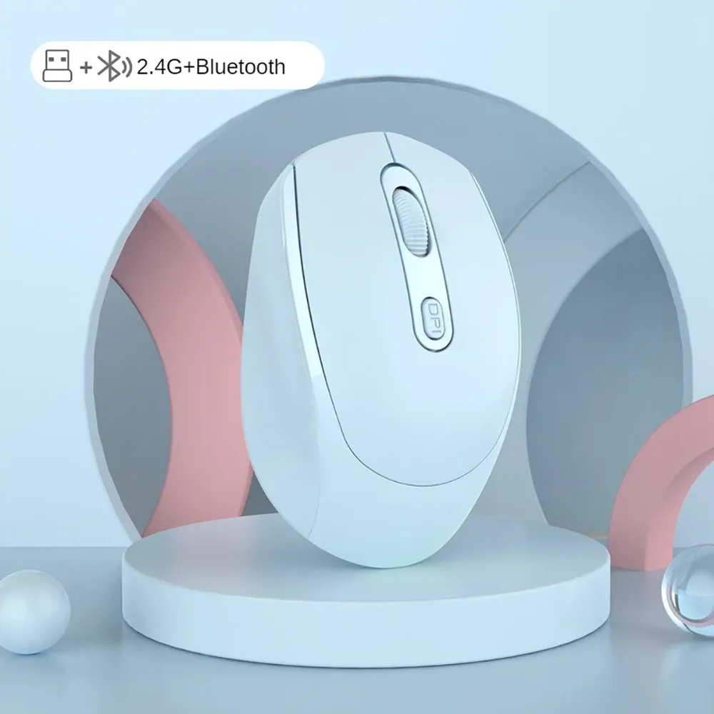 Souris silencieuse sans fil Bluetooth 5.2 et 2,4 GHz, ergonomique et rechargeable 7