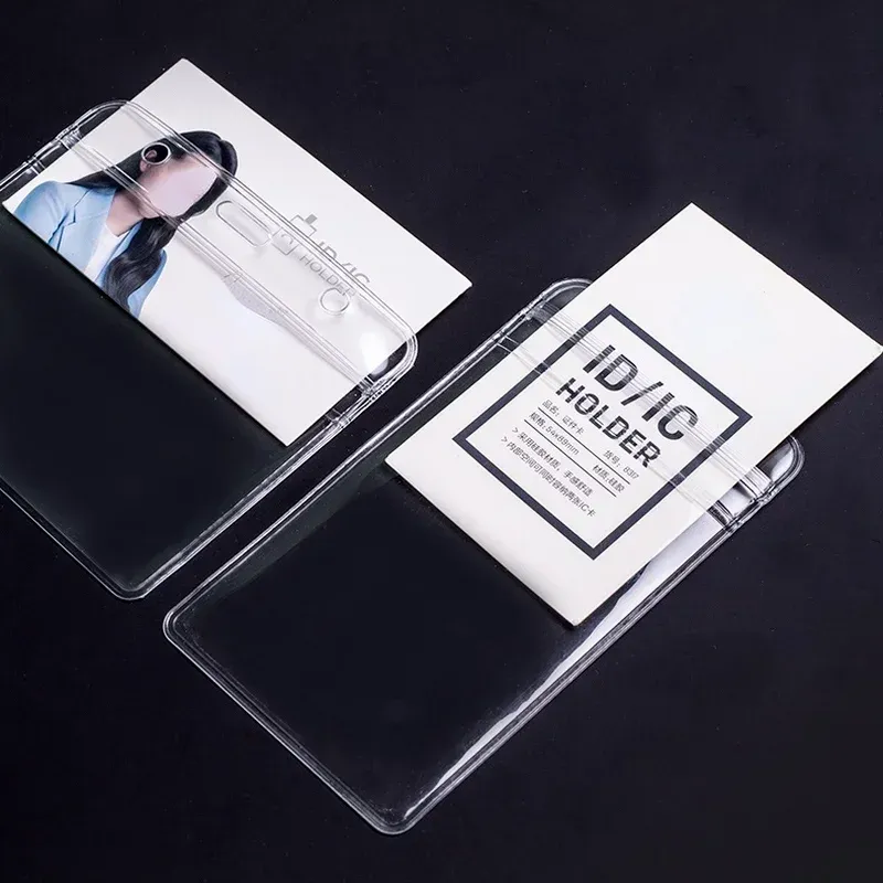 Porte-badge transparent pour personnel avec cordon de cou, clip rétractable, enrouleur de badge, étui de protection pour carte d'employé, lanière, carte d'identité, porte-nom 5