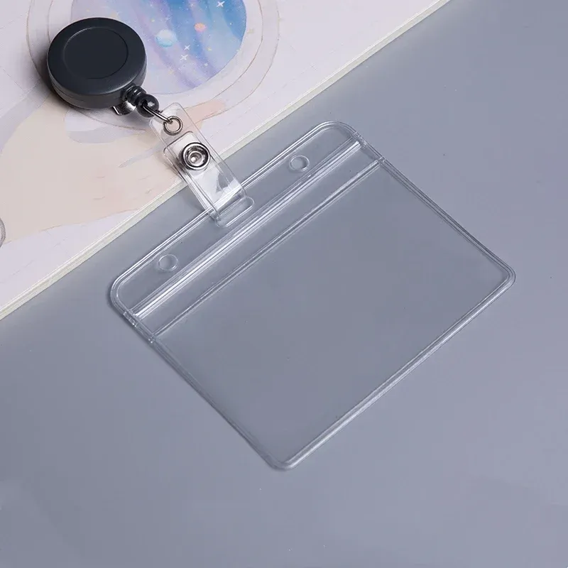 Porte-badge transparent pour personnel avec cordon de cou, clip rétractable, enrouleur de badge, étui de protection pour carte d'employé, lanière, carte d'identité, porte-nom 14