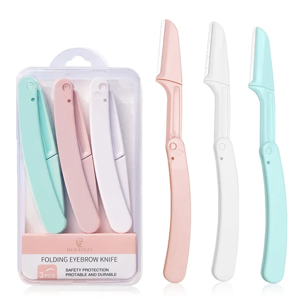 Ensemble de 3 à 5 pièces d'épilateurs à sourcils pour femmes, outil de maquillage et de beauté, rasoir à sourcils en acier pour l'épilation et la mise en forme du visage 9