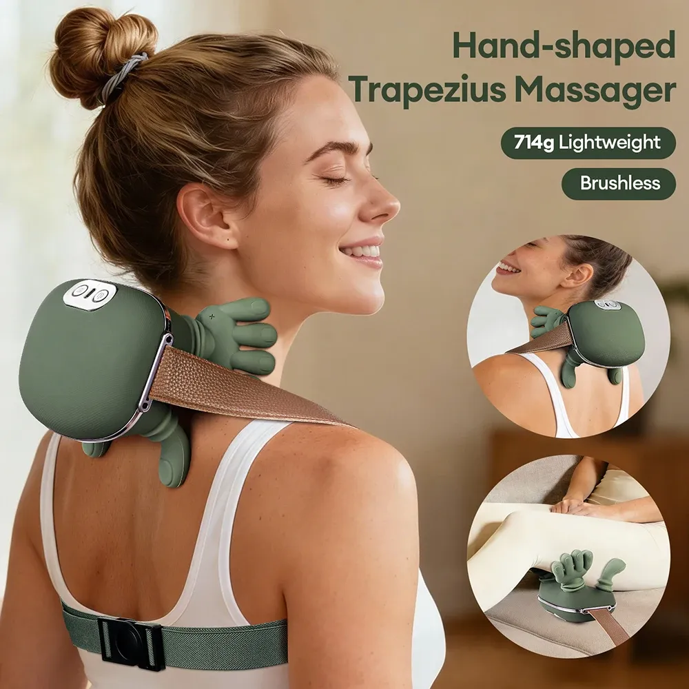 Masseur bionique 4D sans fil pour les doigts, le cou et les épaules, avec fonction pétrissage et moteur sans balais