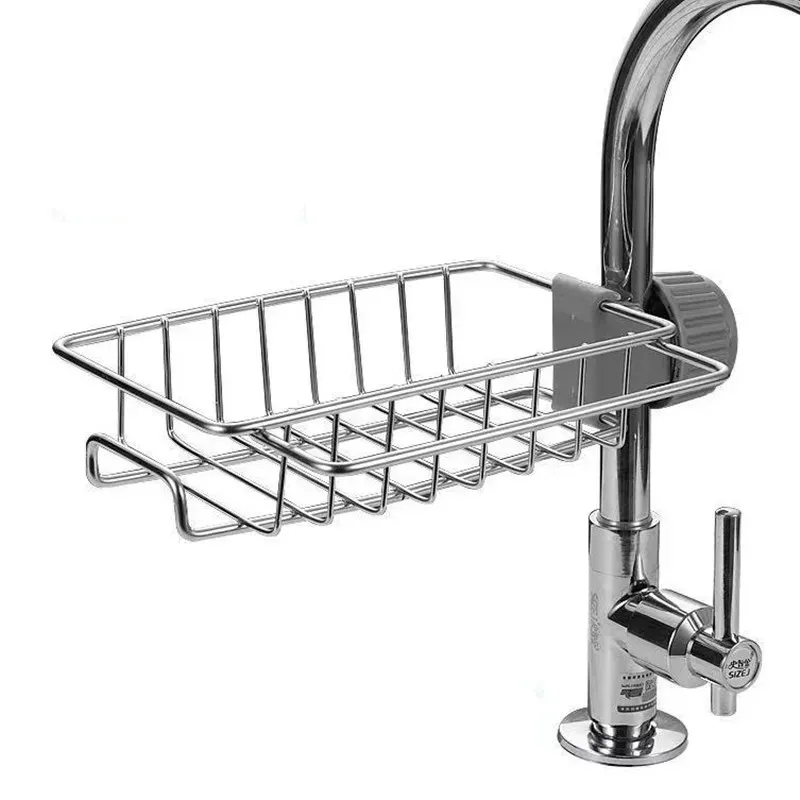 Égouttoir d'évier de cuisine en acier inoxydable avec support pour éponge et porte-savon 1