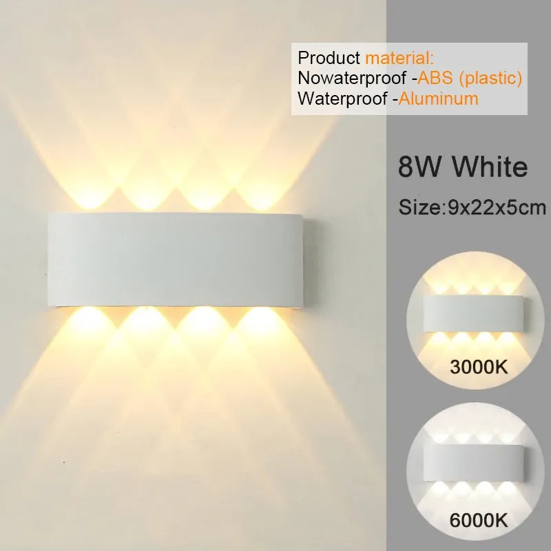 Applique murale LED moderne intérieur et extérieur, blanche, à montée et descente, pour salon, couloir et chambre 12
