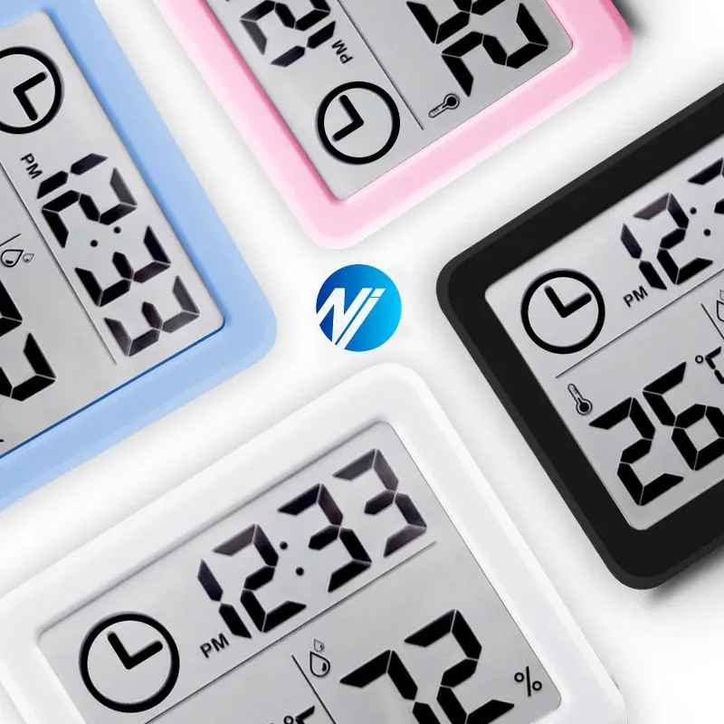 Horloge numérique murale et de bureau avec affichage de la température et de l'humidité, grand écran, fonctionnement sur piles 6