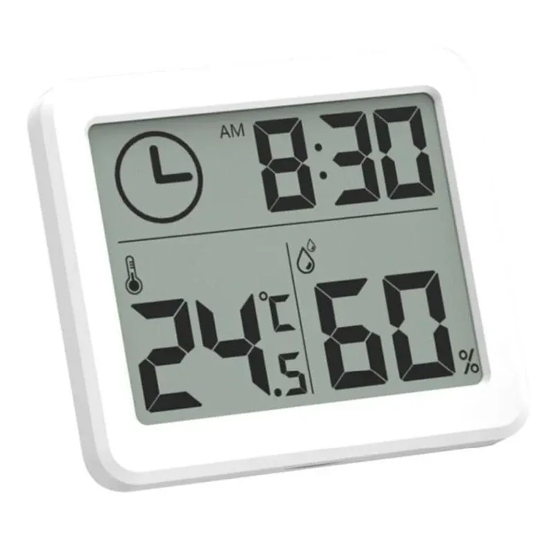 Horloge numérique murale et de bureau avec affichage de la température et de l'humidité, grand écran, fonctionnement sur piles 7