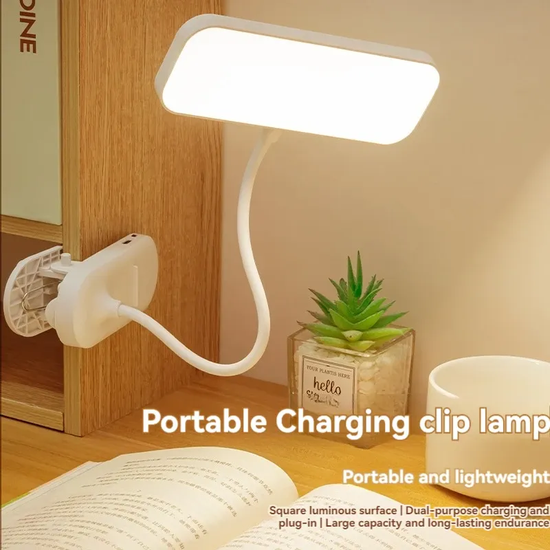 Lampe de bureau LED à pince rechargeable par USB, idéale pour étudiants et dortoirs 3