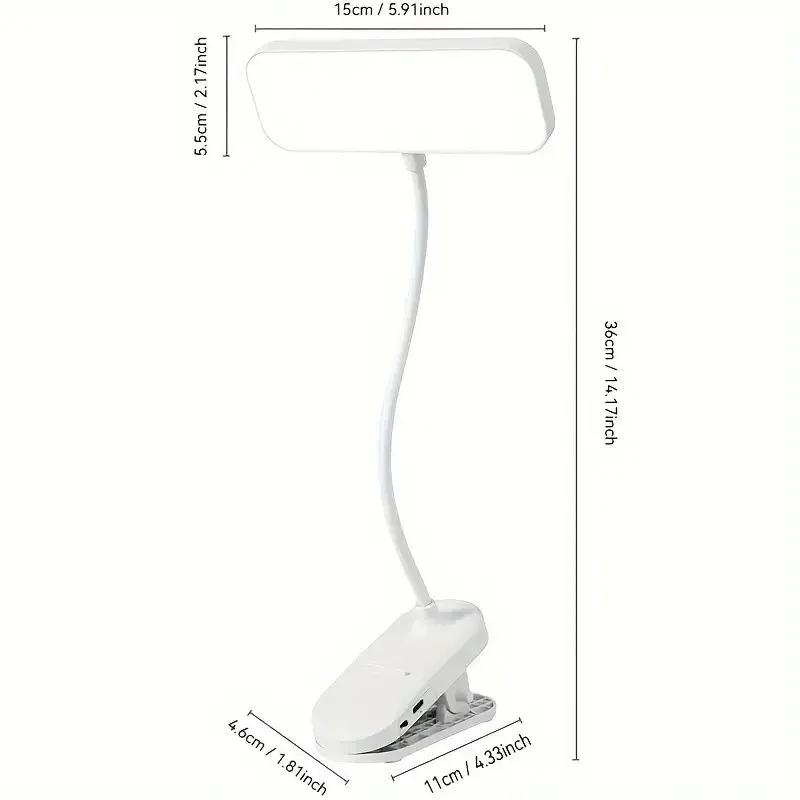 Lampe de bureau LED à pince rechargeable par USB, idéale pour étudiants et dortoirs 5