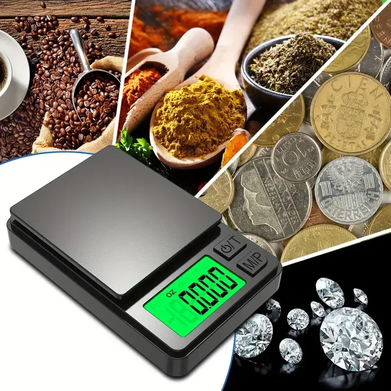 Balance de poche de précision 1000 g x 0,01 g – Balance numérique en grammes pour aliments et bijoux, avec unités once/grain et écran LCD rétroéclairé – Mini balance de voyage 2
