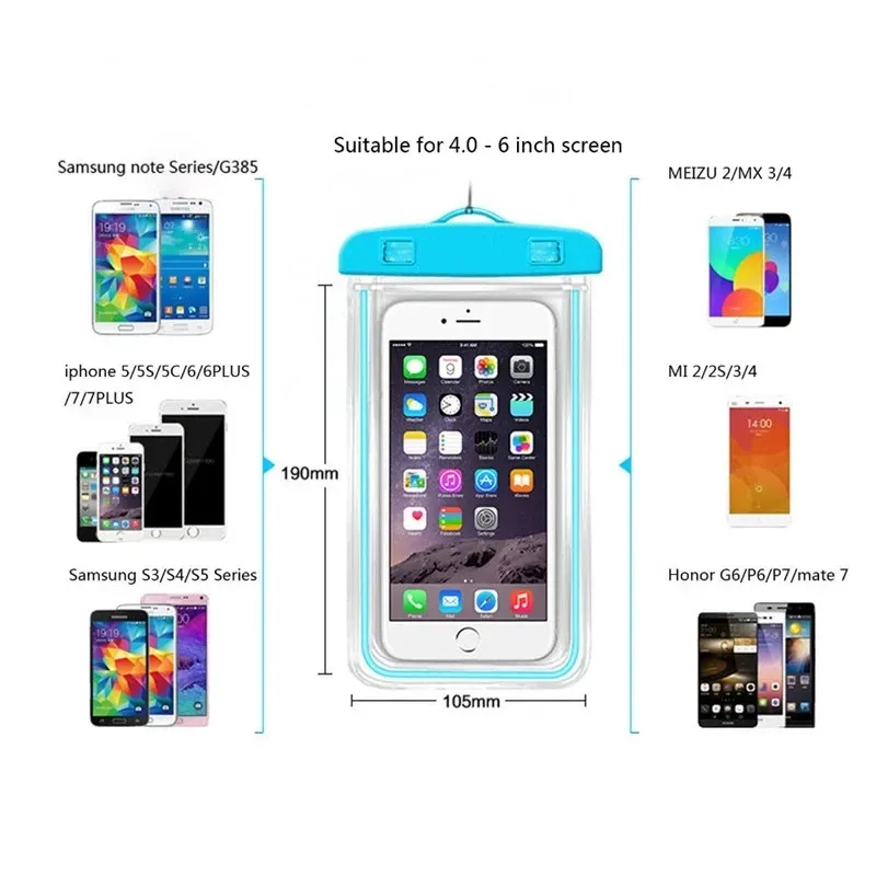Pochette étanche pour téléphone, étui sous-marin pour natation et plongée, compatible Xiaomi, iPhone, Huawei, Samsung, OnePlus 5