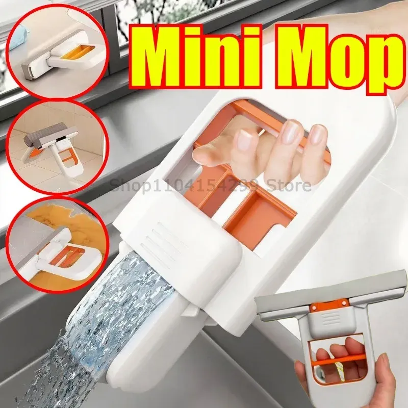 Mini balai-serpillière pliable et portable, pour le nettoyage de bureau, de salle de bains, de cuisine, de vitres, de salon et de voiture 2