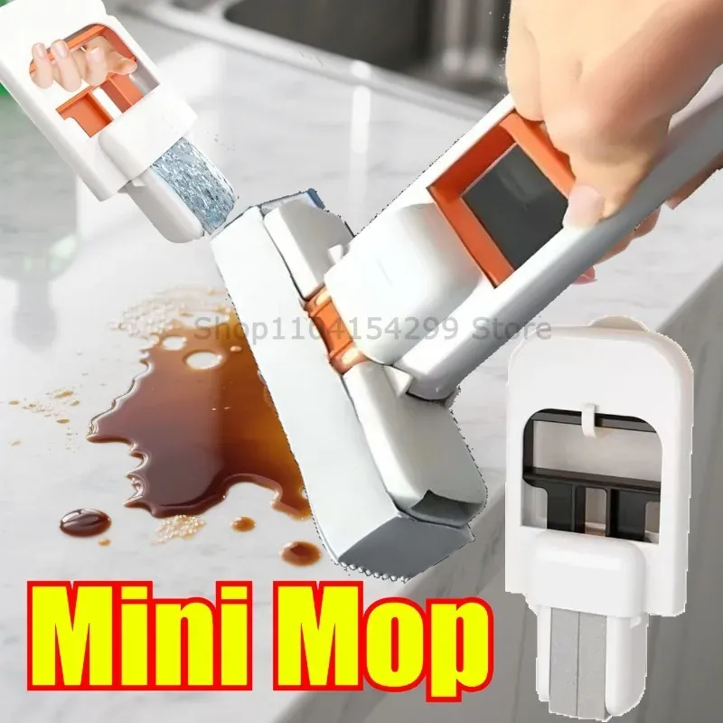 Mini balai-serpillière pliable et portable, pour le nettoyage de bureau, de salle de bains, de cuisine, de vitres, de salon et de voiture - Image 1