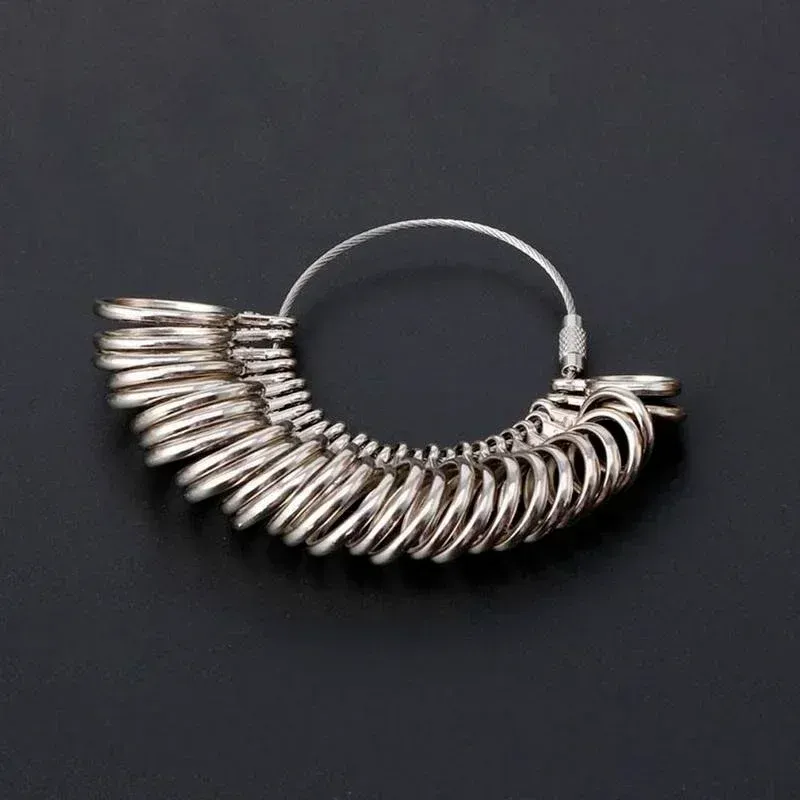 Ensemble d'outils de mesure de tour de doigt pour anneaux en métal, comprenant un mandrin et une jauge, pour la fabrication de bijoux 4