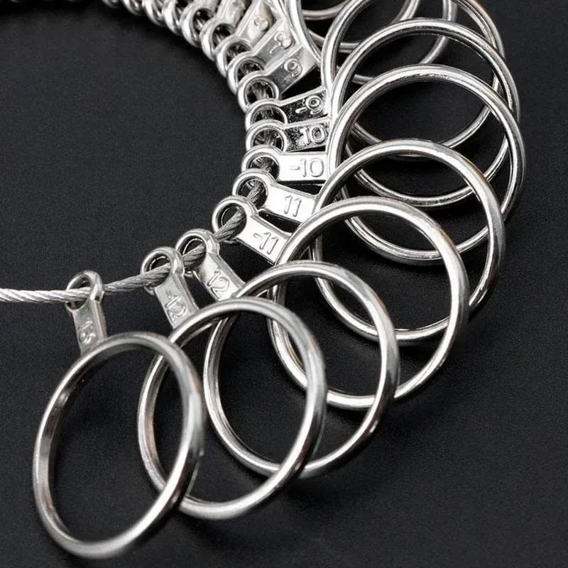Ensemble d'outils de mesure de tour de doigt pour anneaux en métal, comprenant un mandrin et une jauge, pour la fabrication de bijoux 5