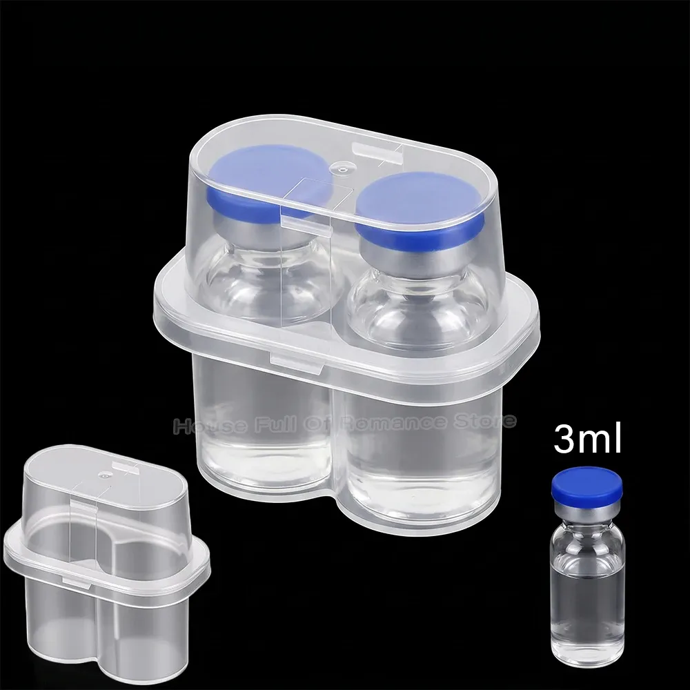Boîte de rangement pour peptides, étui à 2 compartiments pour flacons de pénicilline, organisateur de réfrigérateur portable, support sécurisé pour microtubes et flacons en verre de 3 ml 2