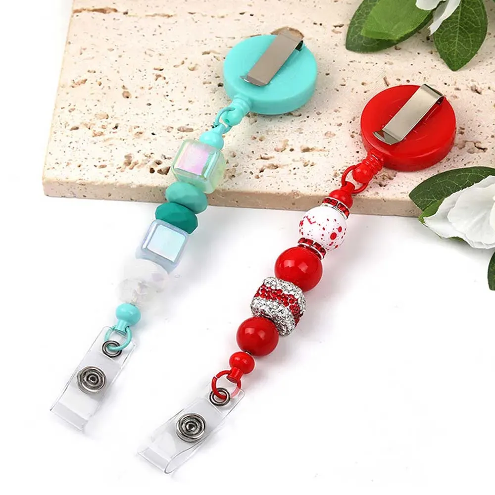 Enrouleurs de badge à perles avec barrette, clips de support rétractables pour perles, porte-badge à enrouleur pour infirmière, bijou et cadeau de bricolage, lot de 1 à 3 pièces 5