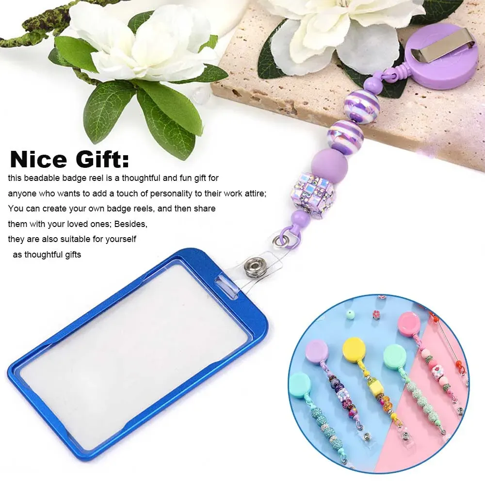 Enrouleurs de badge à perles avec barrette, clips de support rétractables pour perles, porte-badge à enrouleur pour infirmière, bijou et cadeau de bricolage, lot de 1 à 3 pièces 6