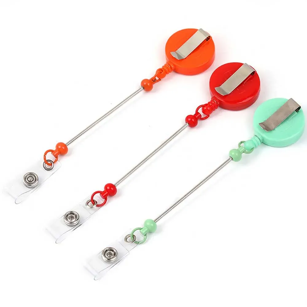 Enrouleurs de badge à perles avec barrette, clips de support rétractables pour perles, porte-badge à enrouleur pour infirmière, bijou et cadeau de bricolage, lot de 1 à 3 pièces 13