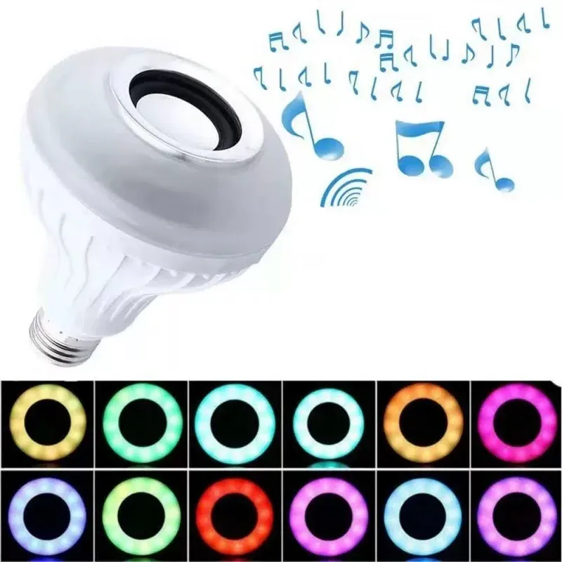 Ampoule LED RVB intelligente à haut-parleur Bluetooth, E27 12 W avec télécommande, ampoule de scène colorée à intensité variable pour la maison 2