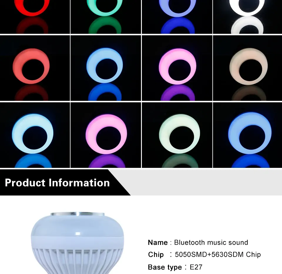 Ampoule connectée allumée avec différents réglages de couleur