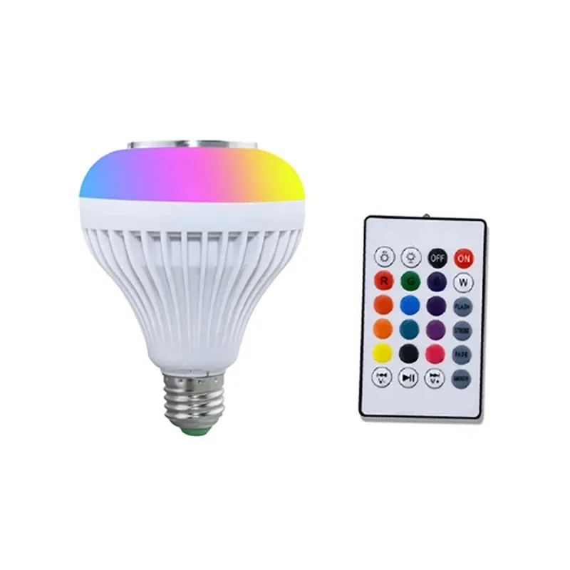 Ampoule LED RVB intelligente à haut-parleur Bluetooth, E27 12 W avec télécommande, ampoule de scène colorée à intensité variable pour la maison 7