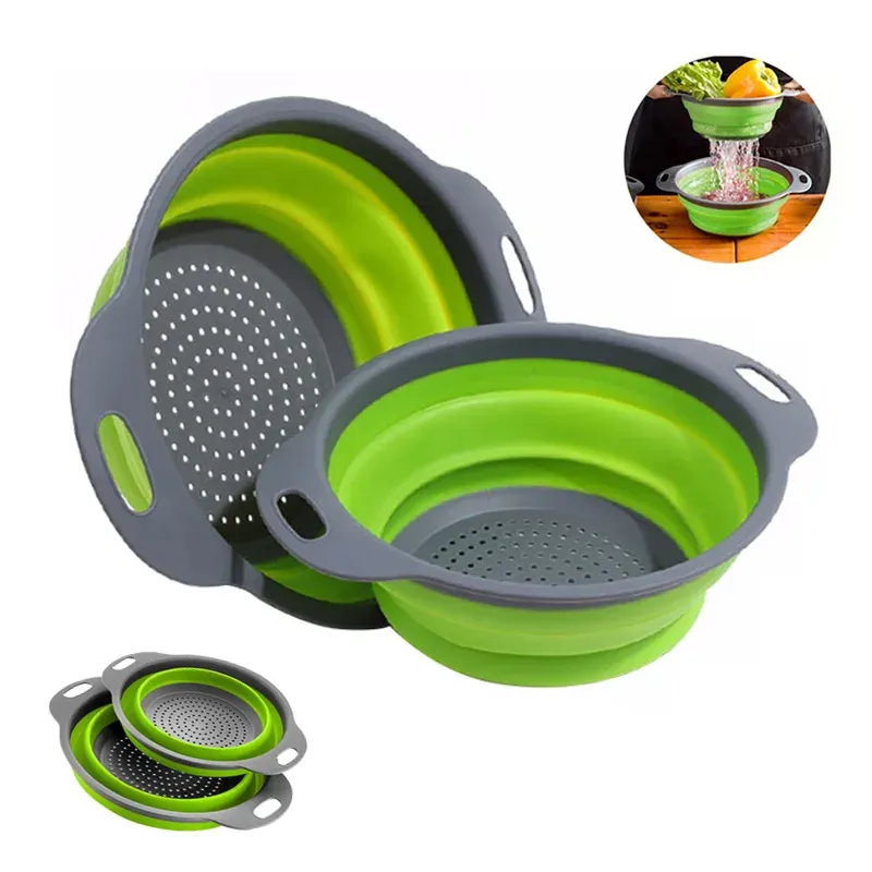 Panier silicone pliable de lavage et d'égouttage pour fruits et légumes, 1 pièce