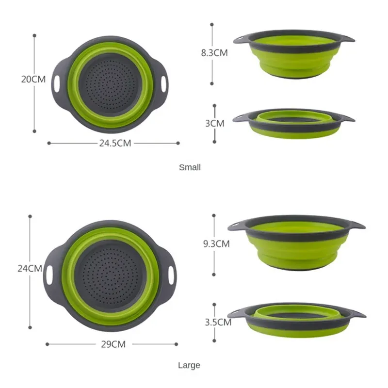 Panier silicone pliable de lavage et d'égouttage pour fruits et légumes, 1 pièce 6