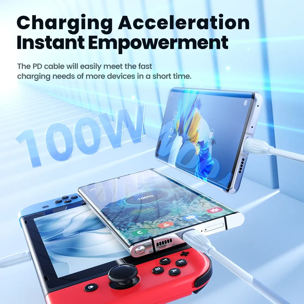 Câble USB-C vers USB-C Toocki 100 W, charge rapide, compatible iPhone 15, MacBook, Huawei, Xiaomi, POCO et Samsung 3