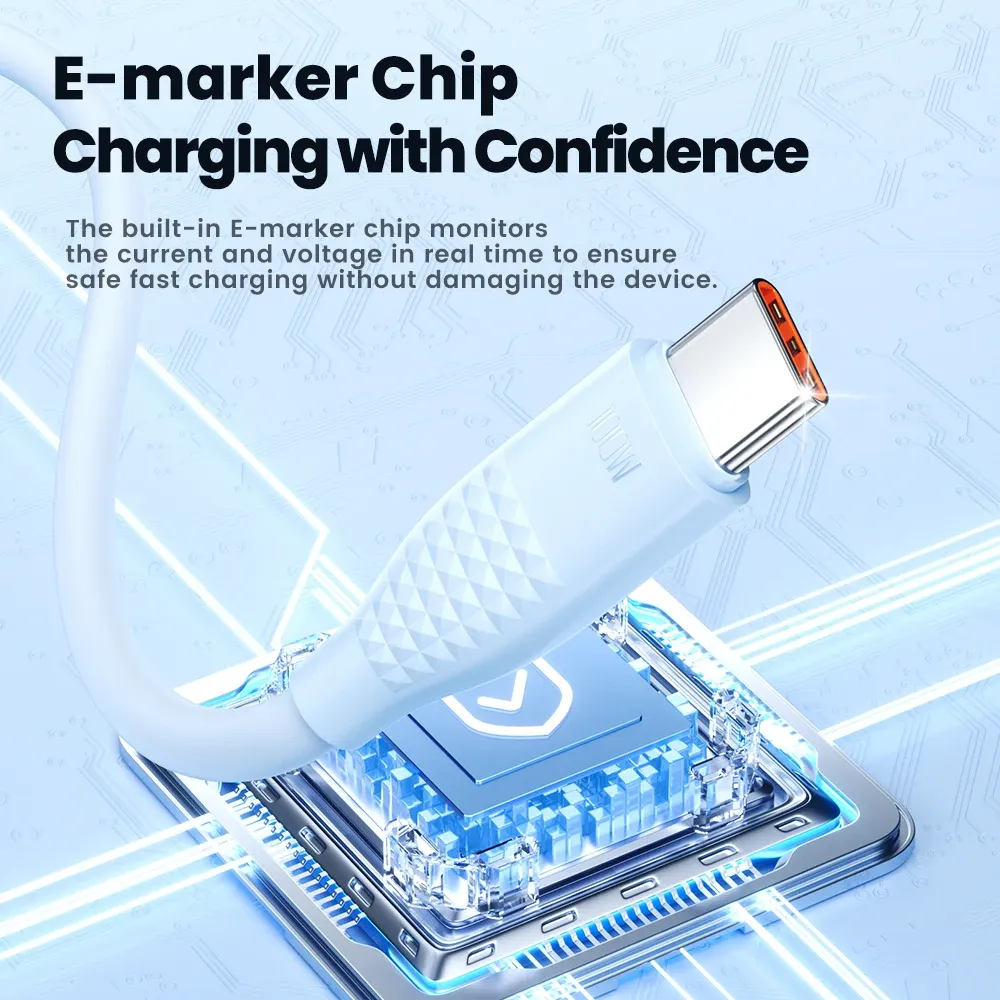 Câble USB-C vers USB-C Toocki 100 W, charge rapide, compatible iPhone 15, MacBook, Huawei, Xiaomi, POCO et Samsung 5