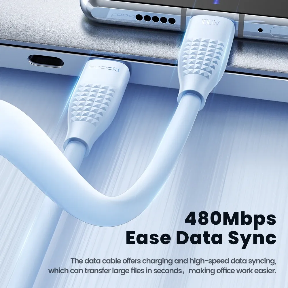 Câble USB-C vers USB-C Toocki 100 W, charge rapide, compatible iPhone 15, MacBook, Huawei, Xiaomi, POCO et Samsung 6