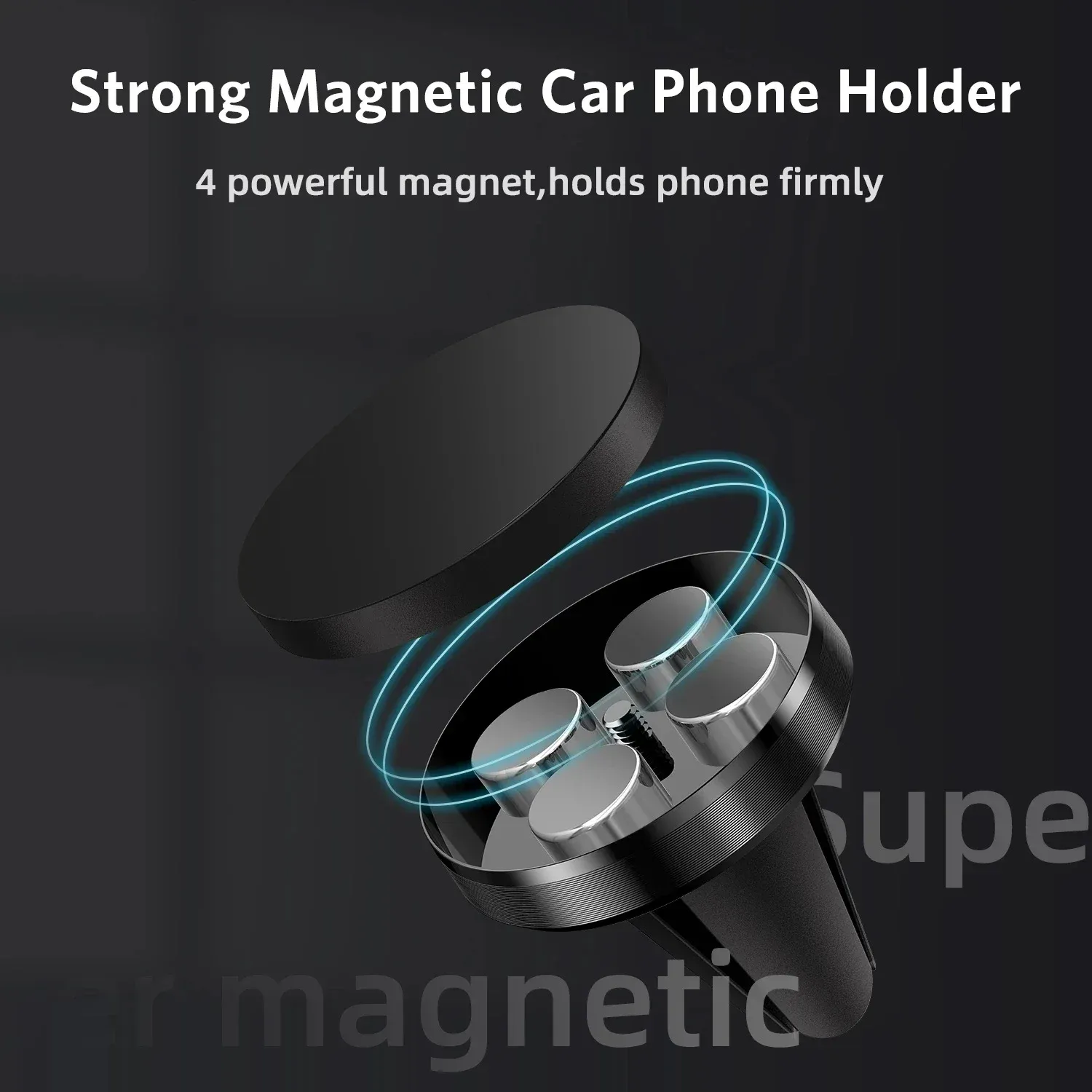 Support magnétique pour téléphone de voiture, compatible iPhone 15, 14, 11, Xiaomi, Huawei et Samsung 4