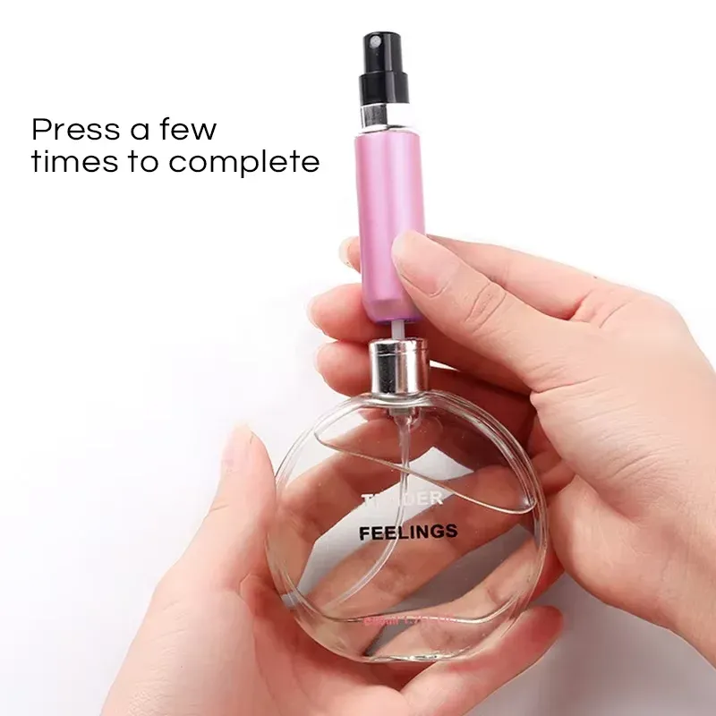 Mini flacon de parfum rechargeable de 5 ml avec vaporisateur, pompe et contenant cosmétique, format voyage, lot de 5 2