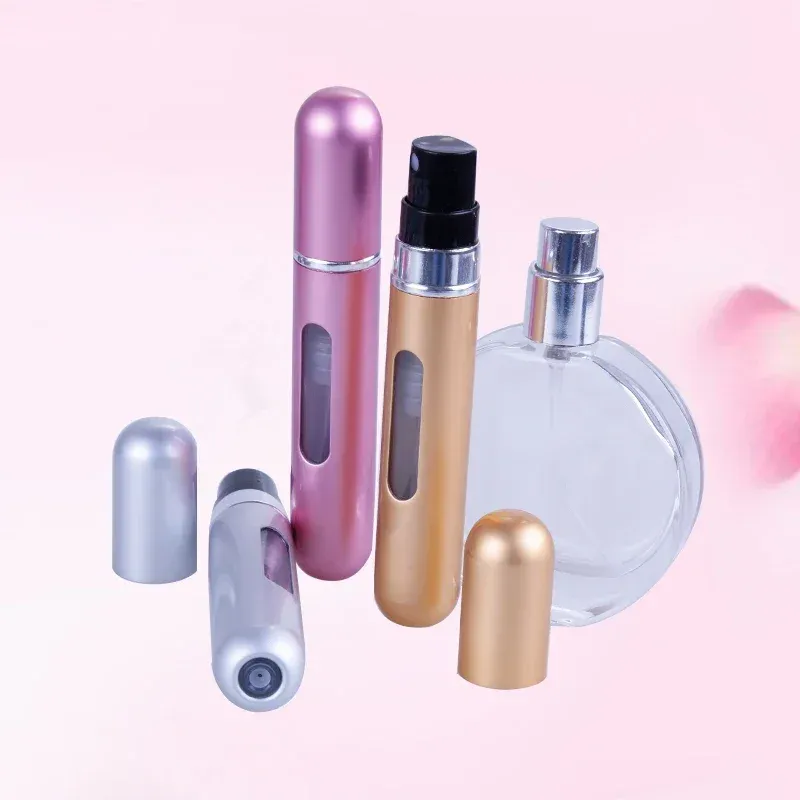 Mini flacon de parfum rechargeable de 5 ml avec vaporisateur, pompe et contenant cosmétique, format voyage, lot de 5 5
