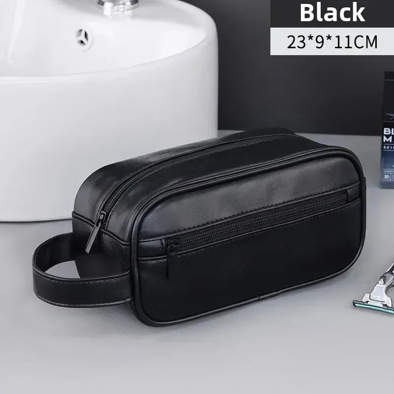 Trousse de toilette de voyage multi-poches en PU pour femmes et hommes, imperméable et suspendable 10