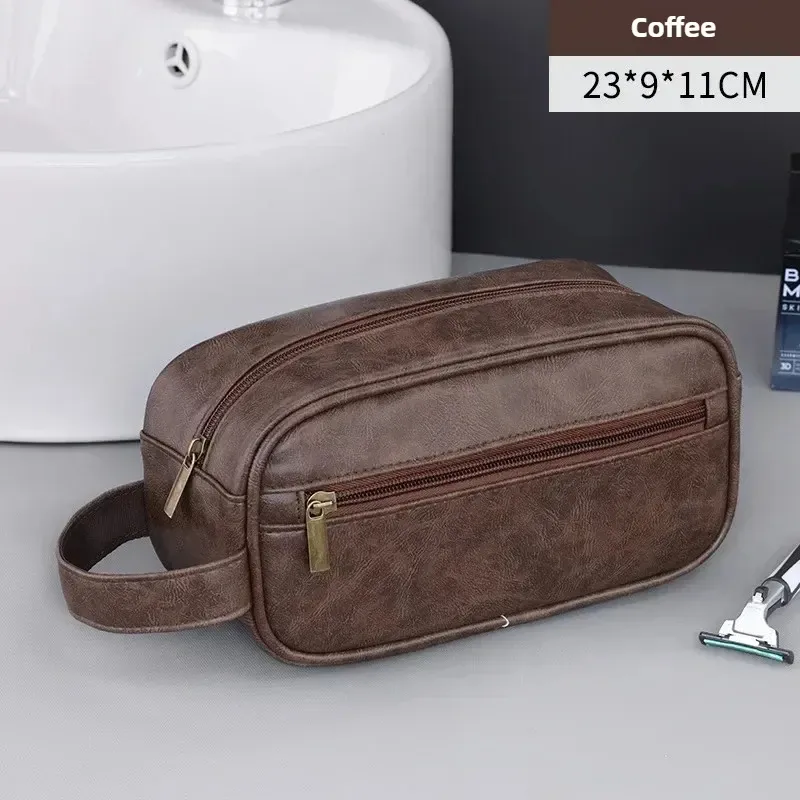 Trousse de toilette de voyage multi-poches en PU pour femmes et hommes, imperméable et suspendable 11