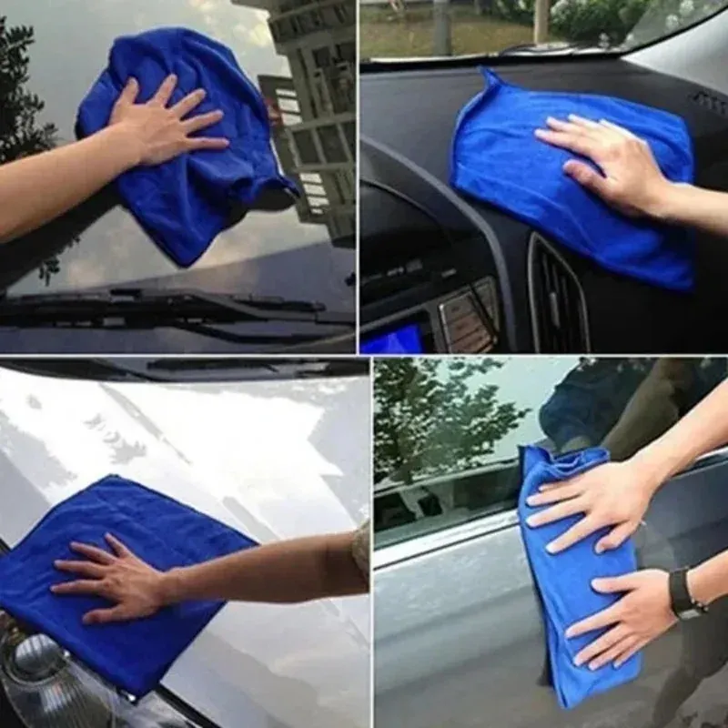 Serviette de nettoyage en microfibre 30 x 60 cm - Chiffon absorbant, sans peluches ni rayures, pour le lavage de voiture et l'entretien domestique 5