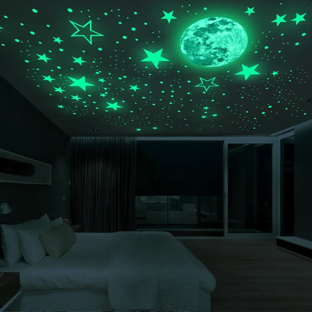 Stickers muraux lune et étoiles pour chambre d'enfant