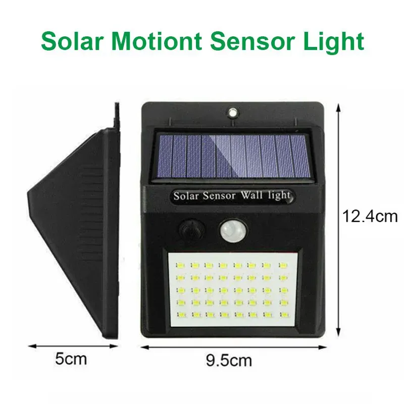 Applique murale solaire LED avec capteur de mouvement PIR, étanche, pour extérieur, 6 LED / 30 LED 5