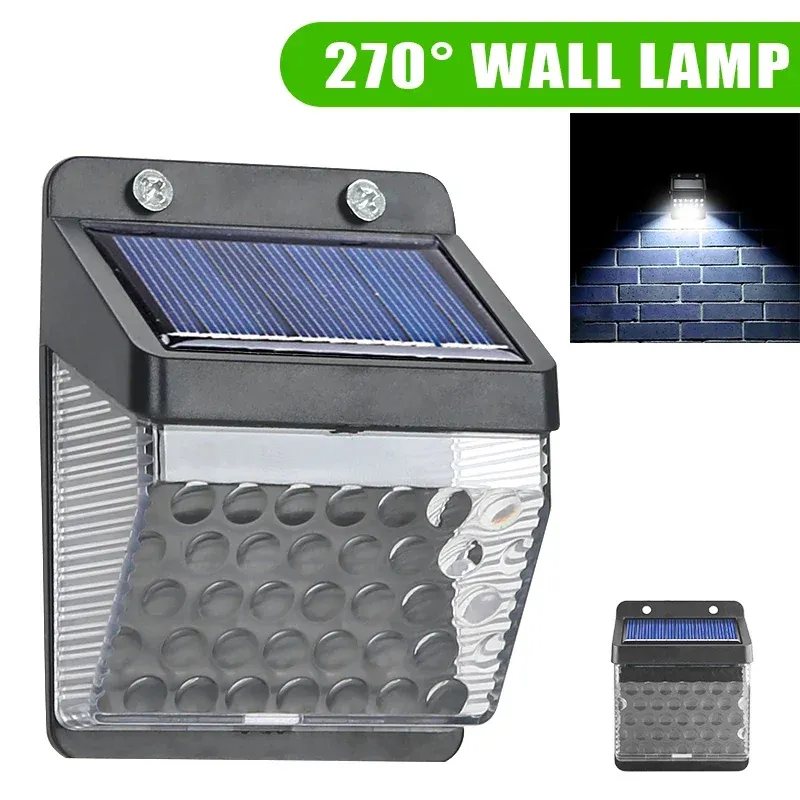 Applique murale solaire LED avec capteur de mouvement PIR, étanche, pour extérieur, 6 LED / 30 LED 7